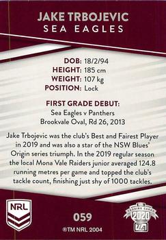 2020 NRL Traders #059 Jake Trbojevic Back